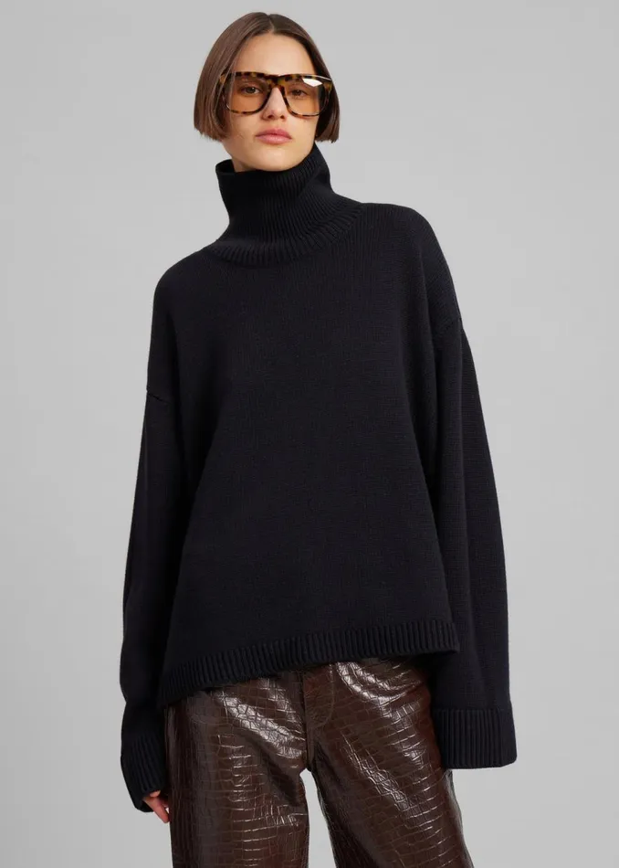 Women The Frankie Shop Knitwear Rhea Trapeze Turtleneck Black