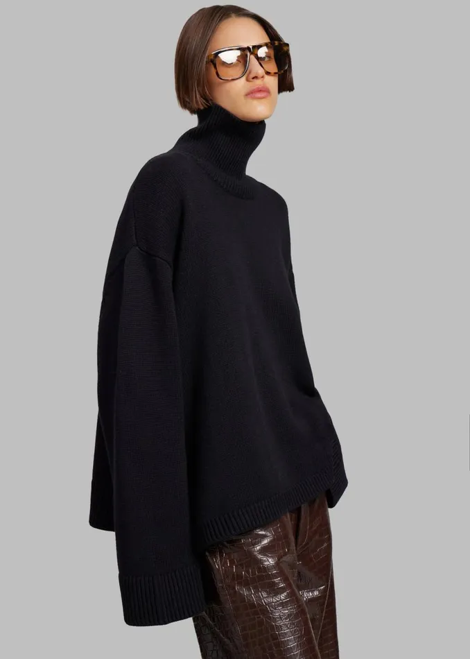 Women The Frankie Shop Knitwear Rhea Trapeze Turtleneck Black
