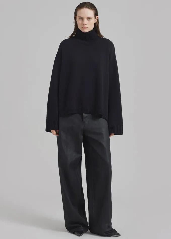 Women The Frankie Shop Knitwear Rhea Trapeze Turtleneck Black