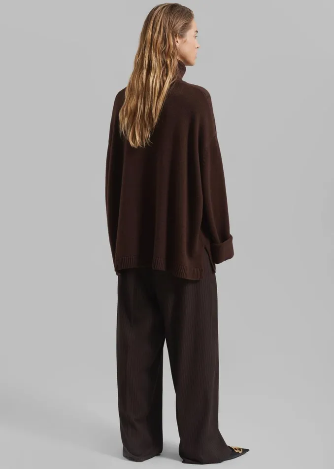 Women The Frankie Shop Knitwear Rhea Trapeze Turtleneck Brown