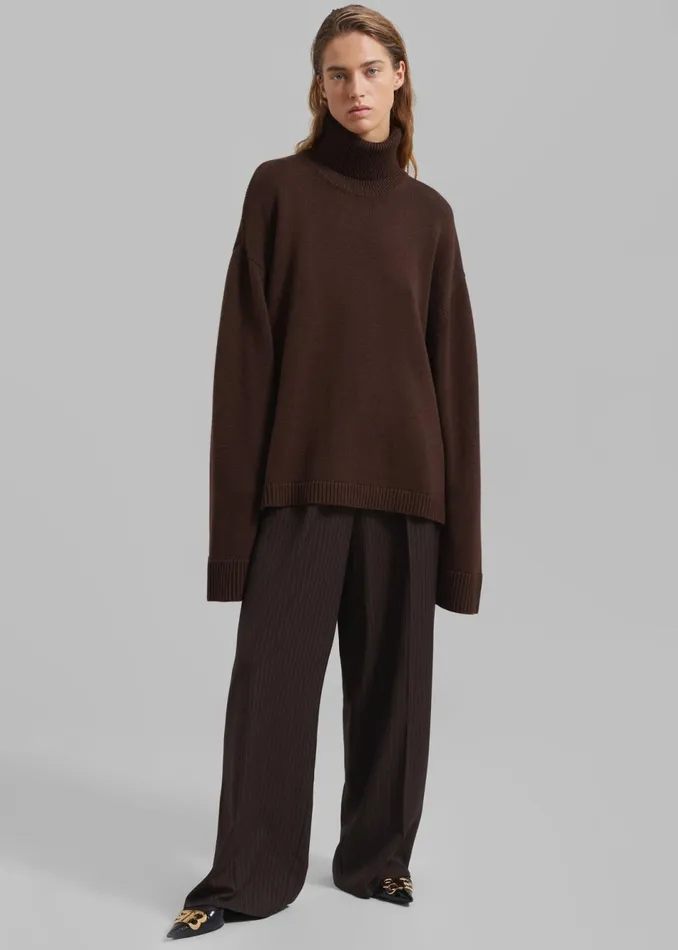 Women The Frankie Shop Knitwear Rhea Trapeze Turtleneck Brown