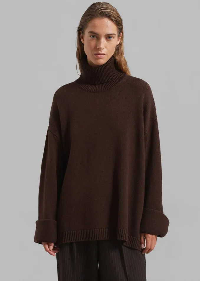 Women The Frankie Shop Knitwear Rhea Trapeze Turtleneck Brown