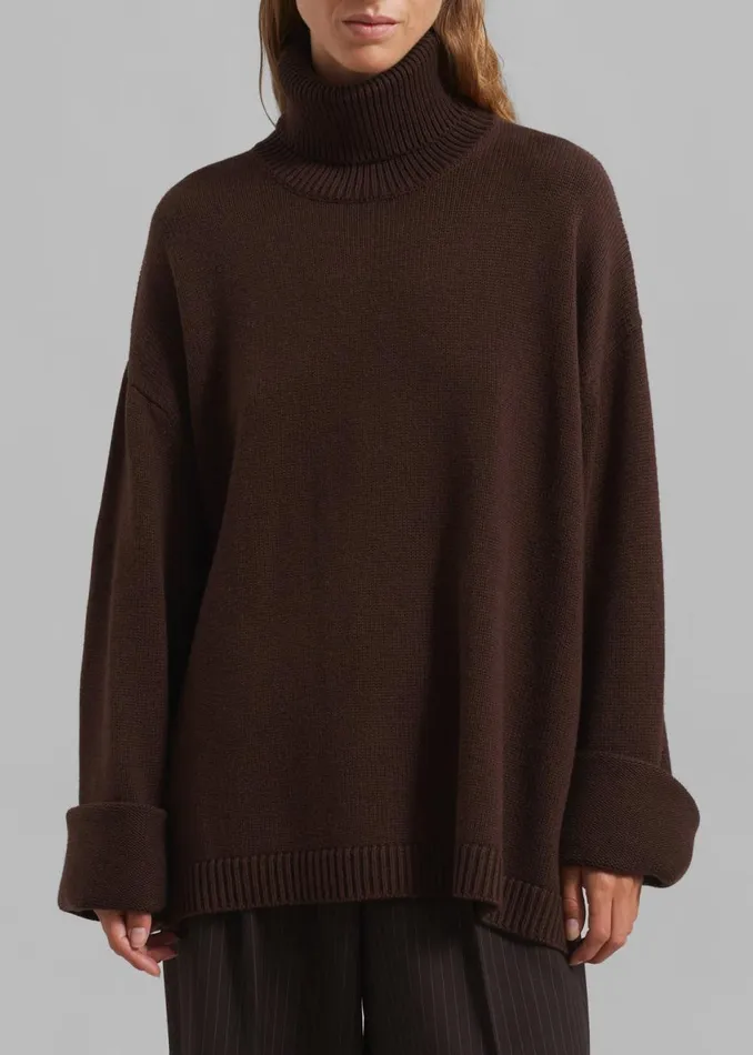 Women The Frankie Shop Knitwear Rhea Trapeze Turtleneck Brown