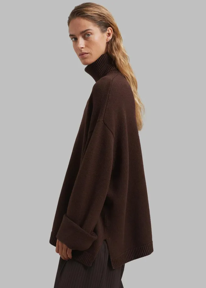 Women The Frankie Shop Knitwear Rhea Trapeze Turtleneck Brown