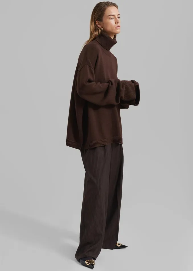 Women The Frankie Shop Knitwear Rhea Trapeze Turtleneck Brown