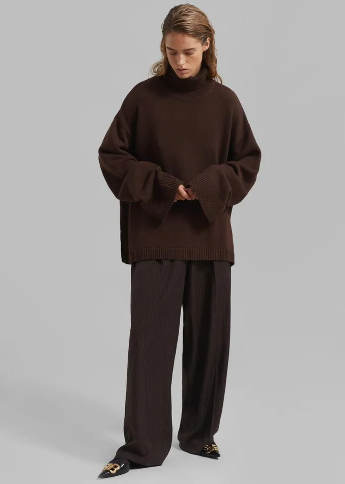 Women The Frankie Shop Knitwear Rhea Trapeze Turtleneck Brown