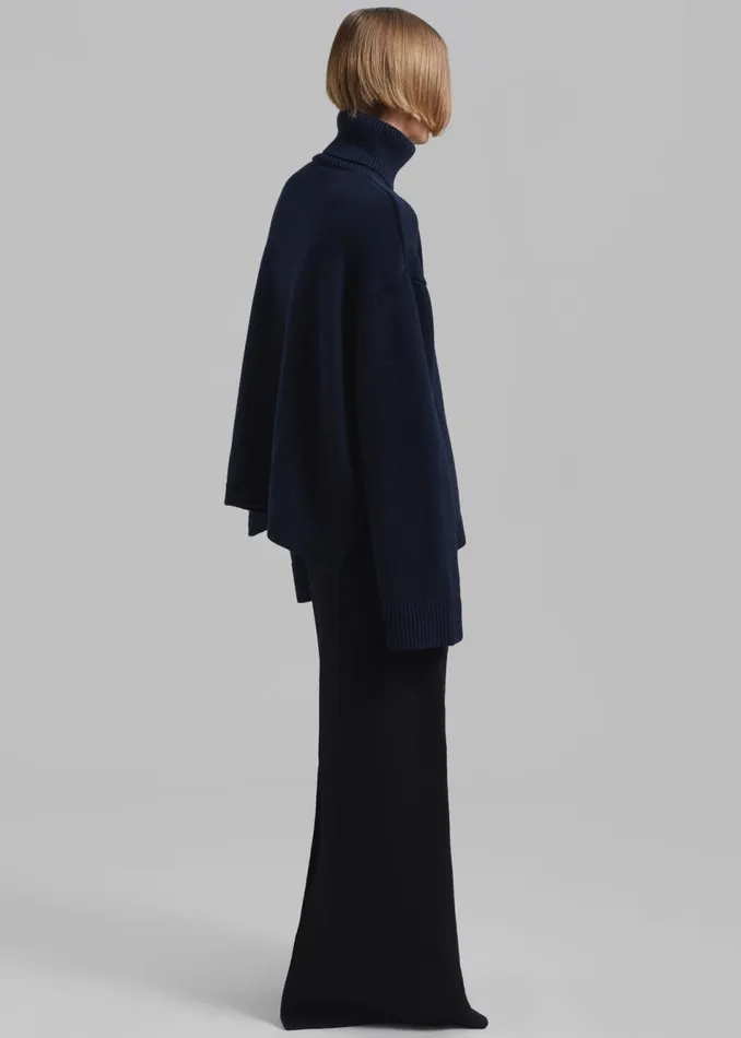 Women The Frankie Shop Knitwear Rhea Trapeze Turtleneck Navy