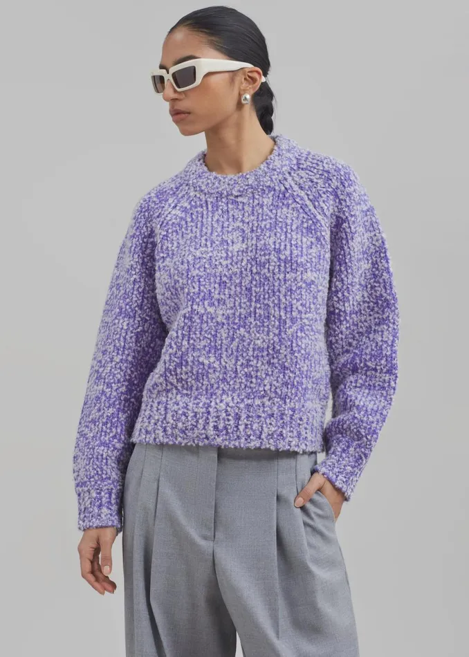 Women The Frankie Shop Knitwear Samse Samse Aria Crew Neck Simply Purple Melange Women The Frankie Shop Knitwear Samse Samse Aria Crew Neck Simply Purple Melange