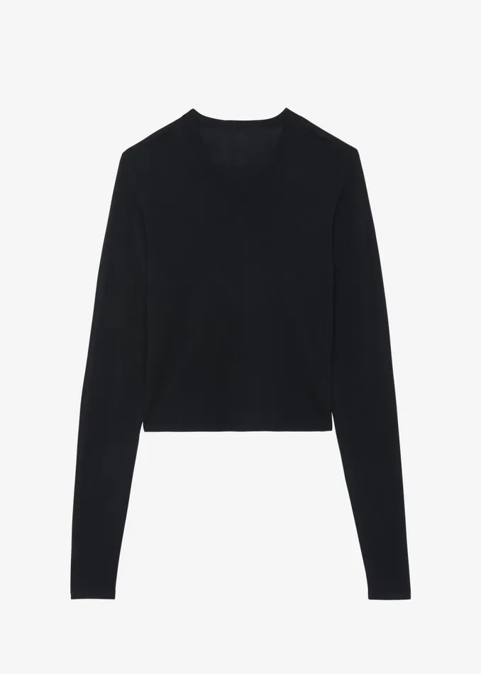 Women The Frankie Shop Knitwear Selma Extra Long Sleeve Merino Wool Pullover Black