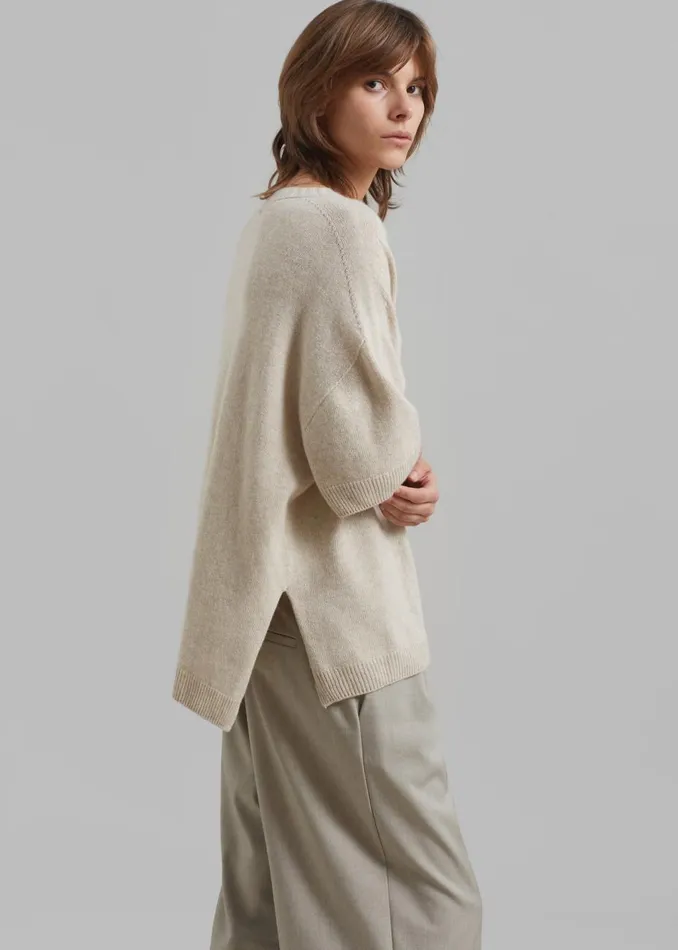 Women The Frankie Shop Knitwear Sofie Wool Blend Knit Top Oat