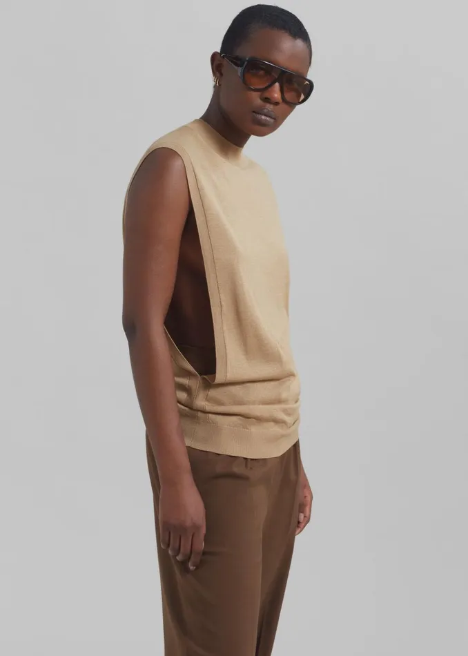 Women The Frankie Shop Knitwear Sportmax Odissea Top Beige