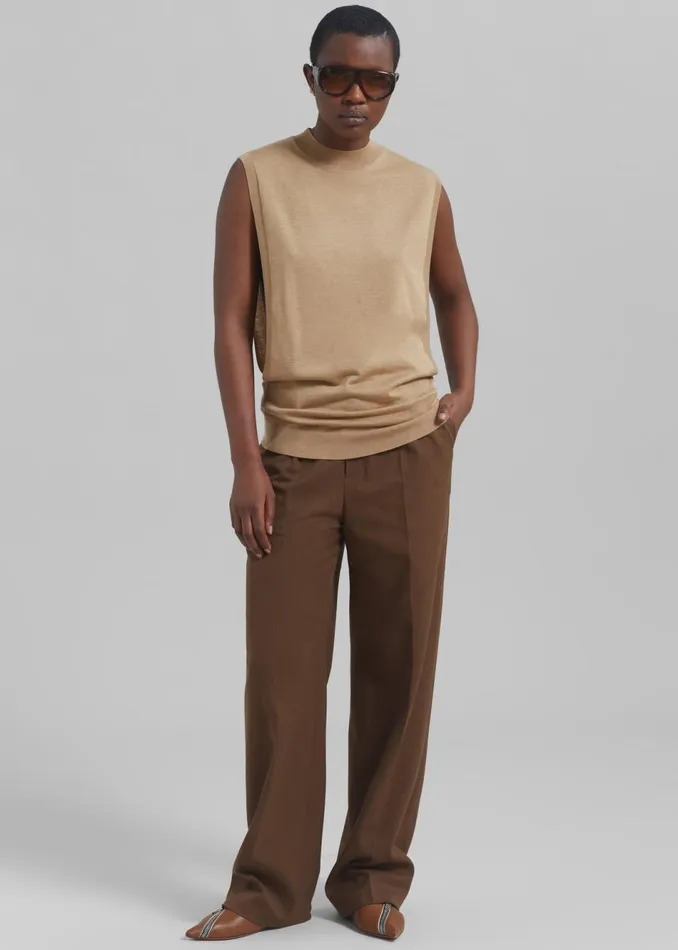 Women The Frankie Shop Knitwear Sportmax Odissea Top Beige