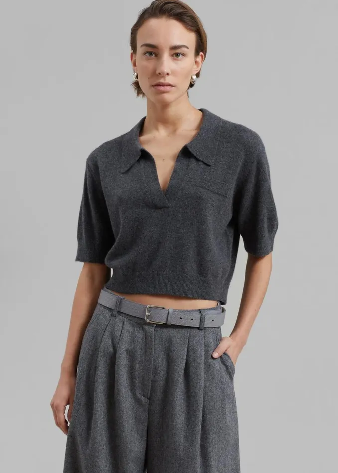Women The Frankie Shop Knitwear The Garment Piemonte Cropped Sweater Grey Melange Women The Frankie Shop Knitwear The Garment Piemonte Cropped Sweater Grey Melange