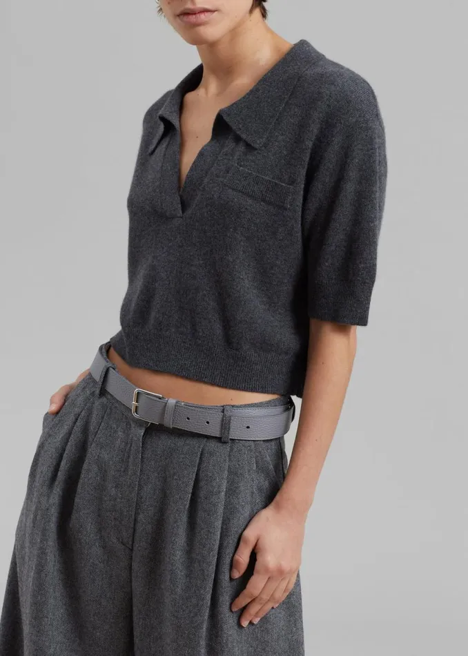 Women The Frankie Shop Knitwear The Garment Piemonte Cropped Sweater Grey Melange