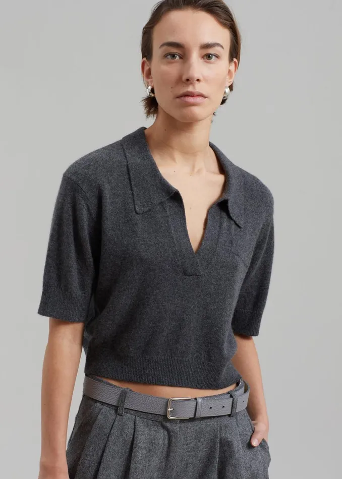 Women The Frankie Shop Knitwear The Garment Piemonte Cropped Sweater Grey Melange