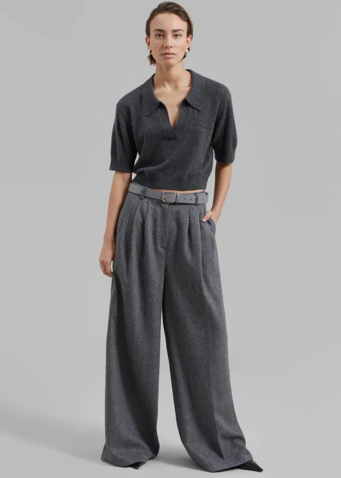 Women The Frankie Shop Knitwear The Garment Piemonte Cropped Sweater Grey Melange