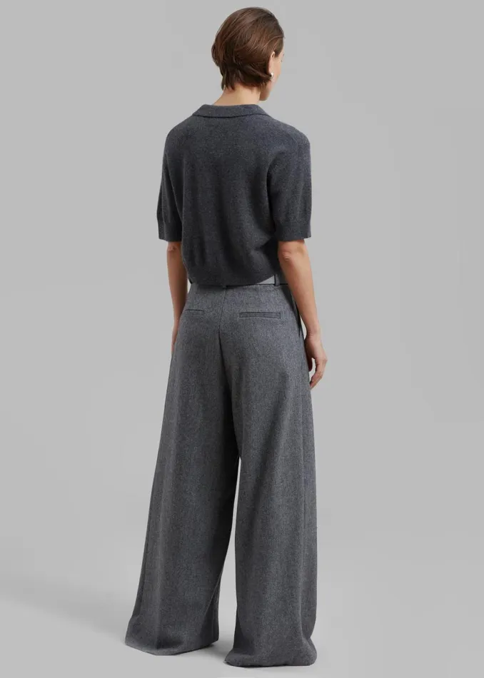 Women The Frankie Shop Knitwear The Garment Piemonte Cropped Sweater Grey Melange