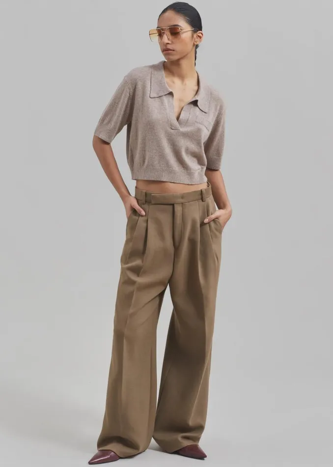 Women The Frankie Shop Knitwear The Garment Piemonte Cropped Sweater Toast