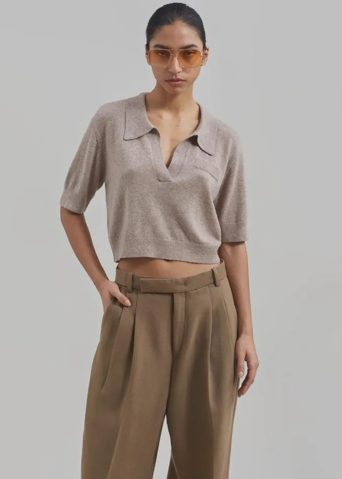 Women The Frankie Shop Knitwear The Garment Piemonte Cropped Sweater Toast