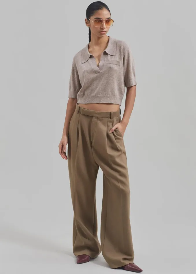 Women The Frankie Shop Knitwear The Garment Piemonte Cropped Sweater Toast