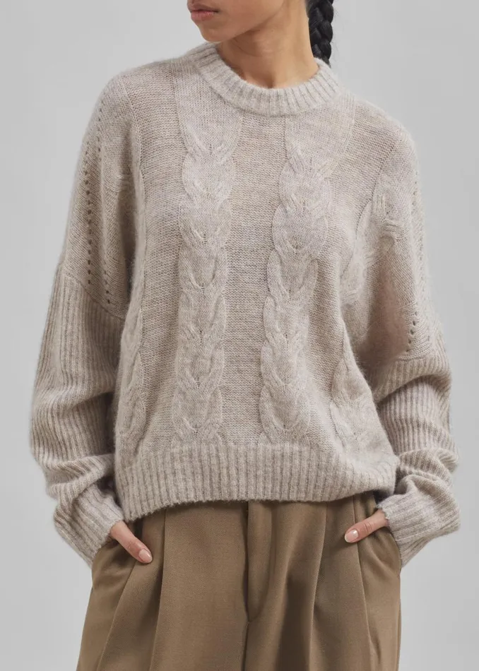 Women The Frankie Shop Knitwear The Garment Verbier Boxy Cable Sweater Linen