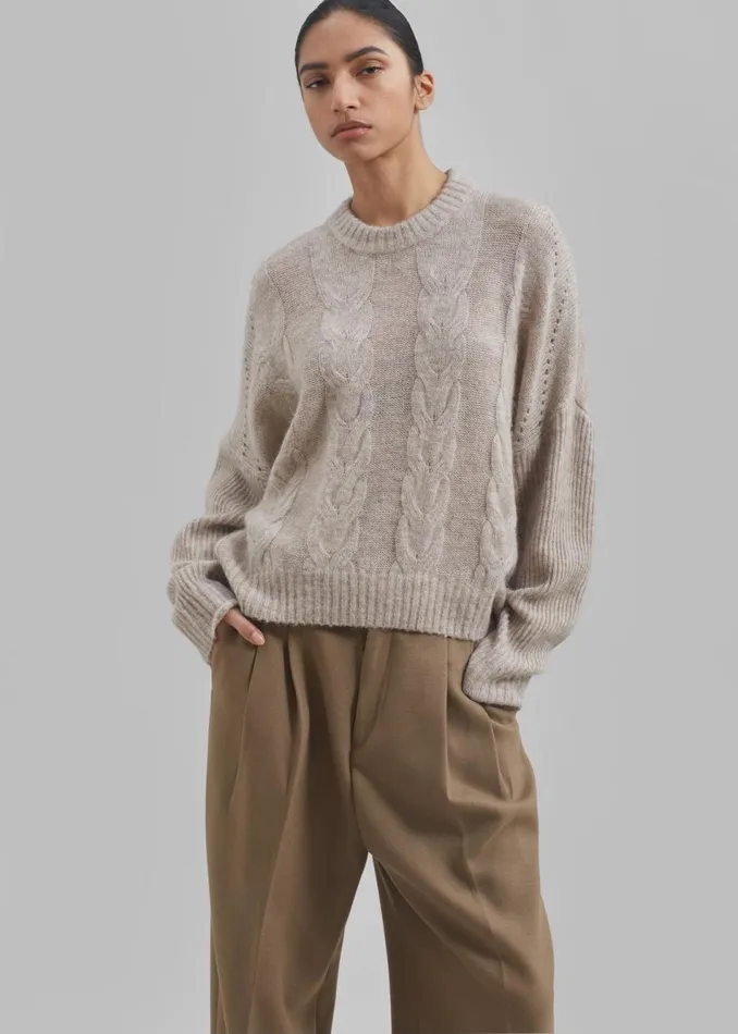 Women The Frankie Shop Knitwear The Garment Verbier Boxy Cable Sweater Linen