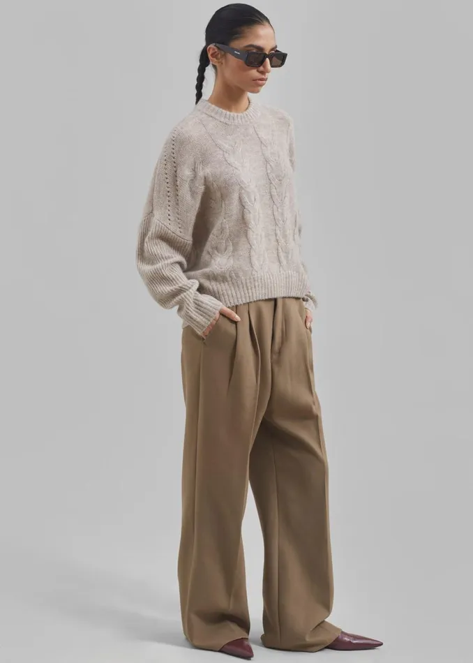 Women The Frankie Shop Knitwear The Garment Verbier Boxy Cable Sweater Linen