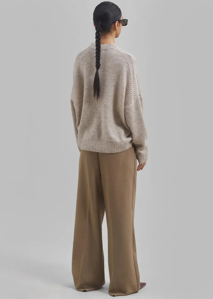 Women The Frankie Shop Knitwear The Garment Verbier Boxy Cable Sweater Linen