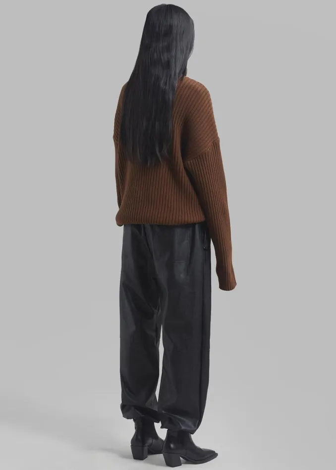 Women The Frankie Shop Knitwear Thelma Ribbed Sweater Brown