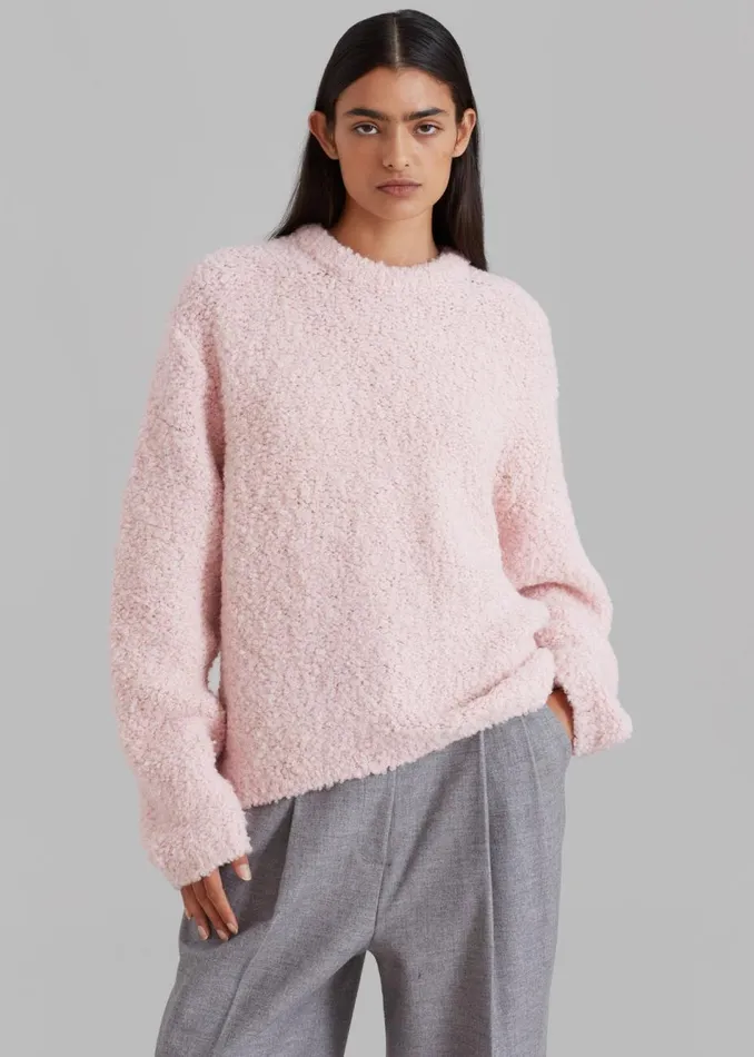 Women The Frankie Shop Knitwear Vilo Boucle Sweater Pink