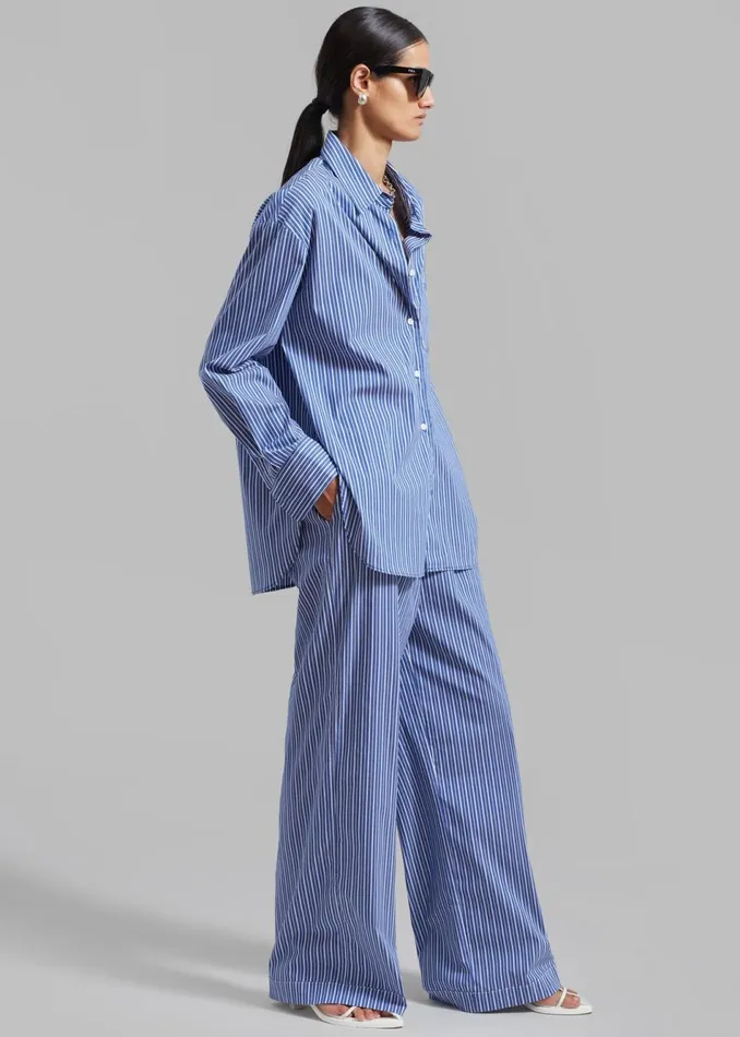 Women The Frankie Shop Loungewear Mirca Elastic Pants Blue Multi Stripe