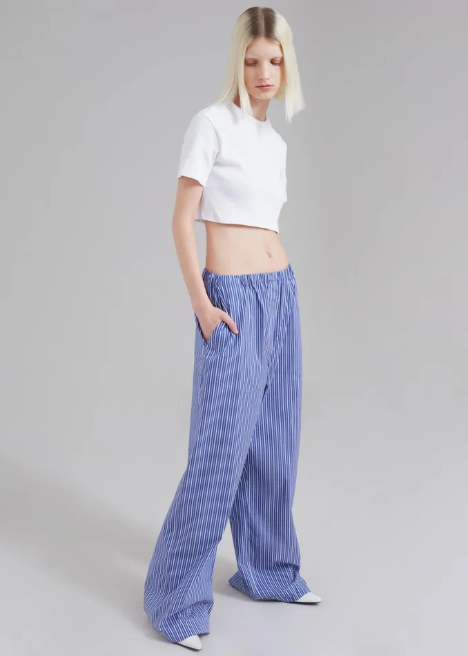 Women The Frankie Shop Loungewear Mirca Elastic Pants Blue Multi Stripe