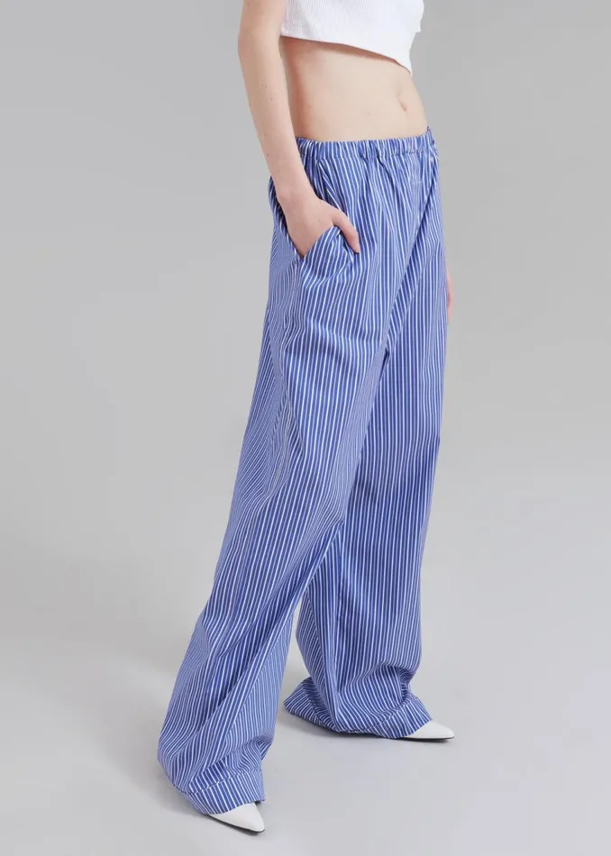 Women The Frankie Shop Loungewear Mirca Elastic Pants Blue Multi Stripe
