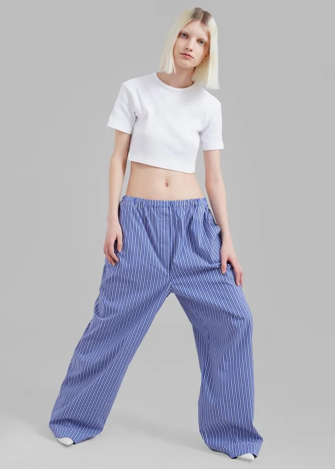 Women The Frankie Shop Loungewear Mirca Elastic Pants Blue Multi Stripe