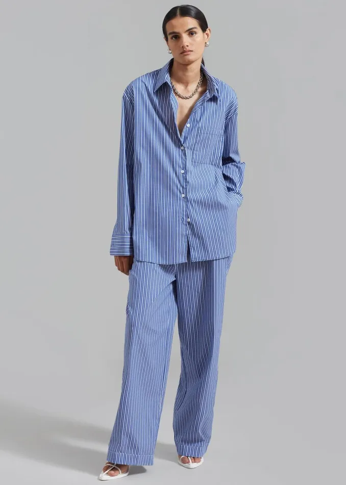 Women The Frankie Shop Loungewear Mirca Elastic Pants Blue Multi Stripe