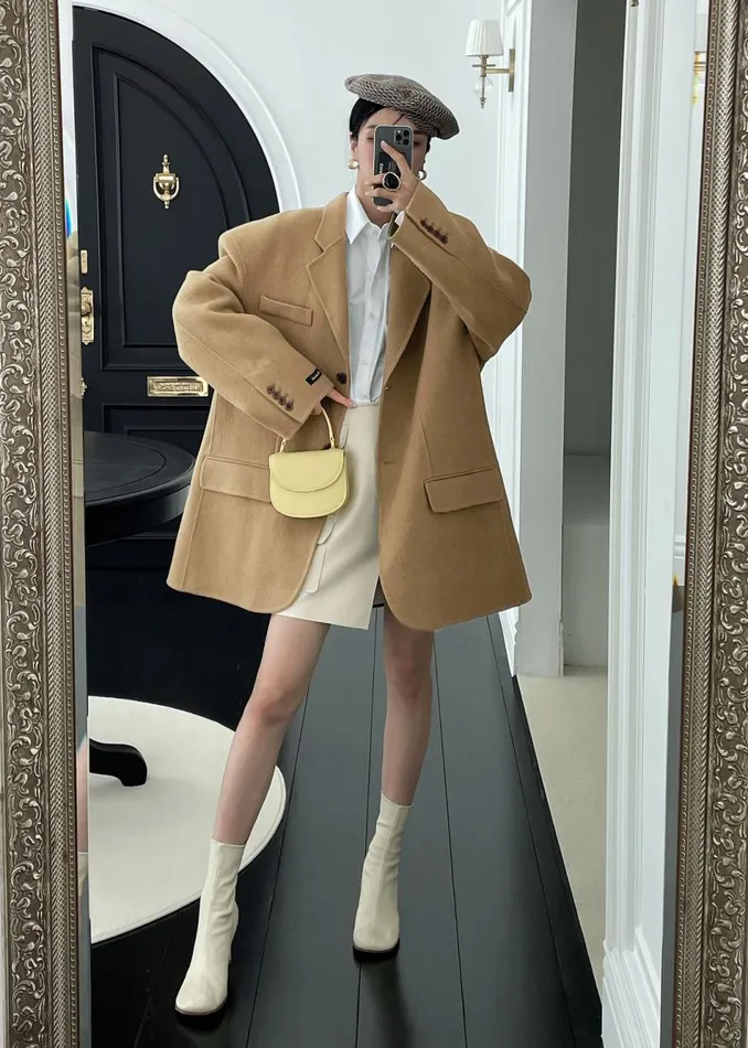 Women The Frankie Shop Outerwear Acadia Wool Blazer Beige