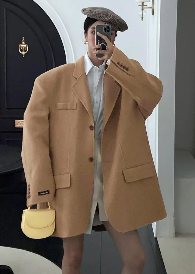 Women The Frankie Shop Outerwear Acadia Wool Blazer Beige