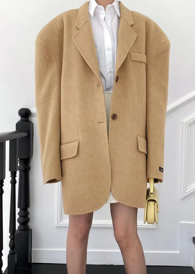 Women The Frankie Shop Outerwear Acadia Wool Blazer Beige