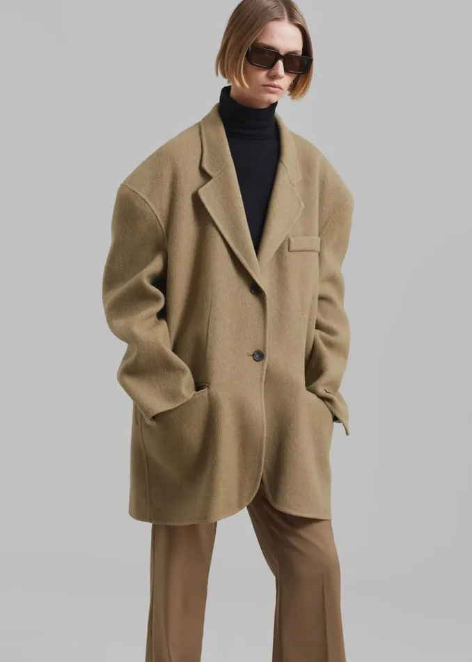 Women The Frankie Shop Outerwear Acadia Wool Blazer Khaki