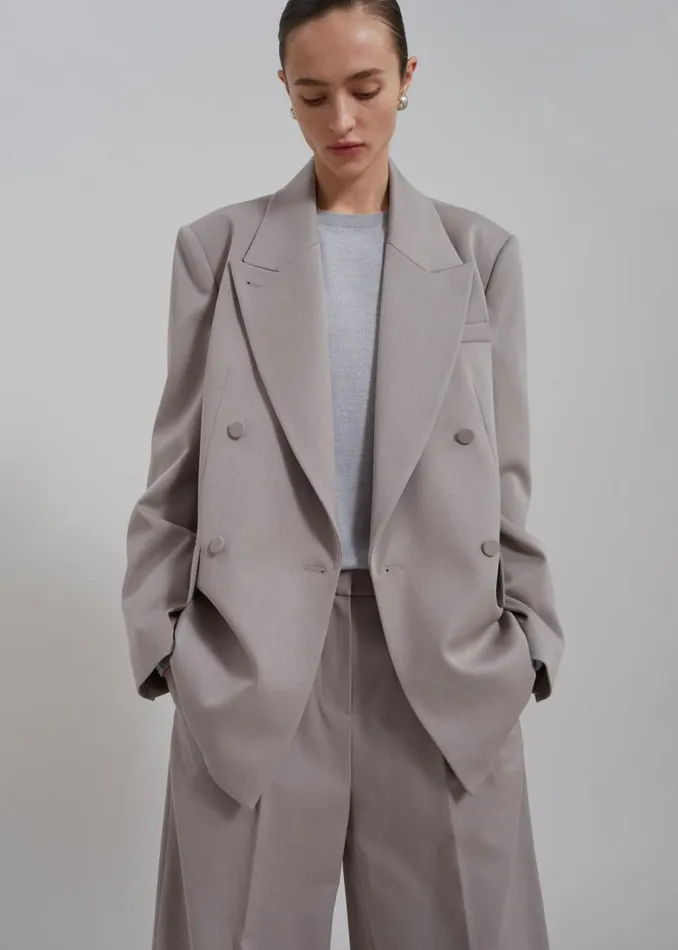 Women The Frankie Shop Outerwear Adair Double Breasted Blazer Grey