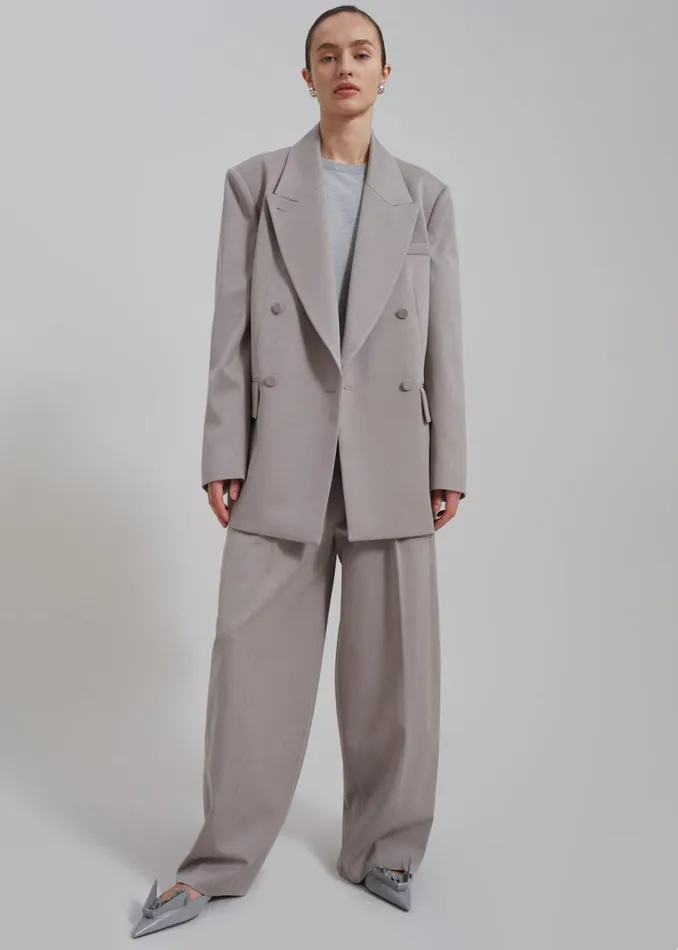 Women The Frankie Shop Outerwear Adair Double Breasted Blazer Grey