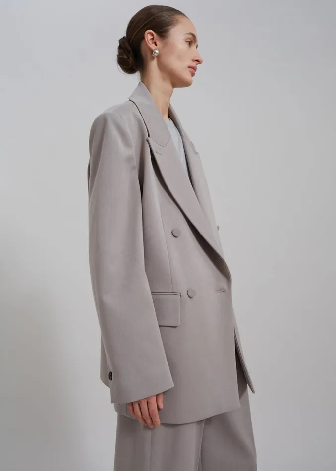 Women The Frankie Shop Outerwear Adair Double Breasted Blazer Grey