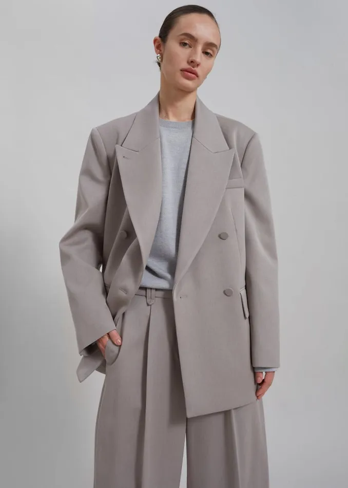 Women The Frankie Shop Outerwear Adair Double Breasted Blazer Grey