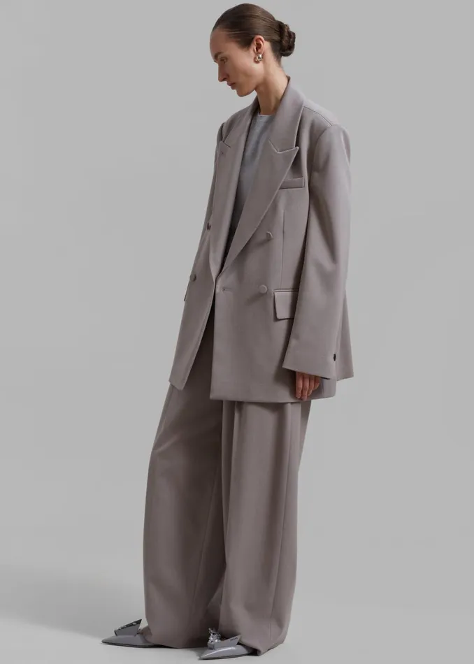 Women The Frankie Shop Outerwear Adair Double Breasted Blazer Grey