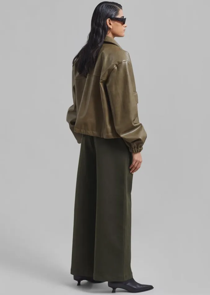Women The Frankie Shop Outerwear Alden Faux Leather Bomber Khaki
