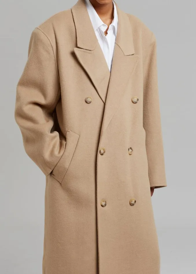 Women The Frankie Shop Outerwear Alexis Padded Shoulder Coat Camel