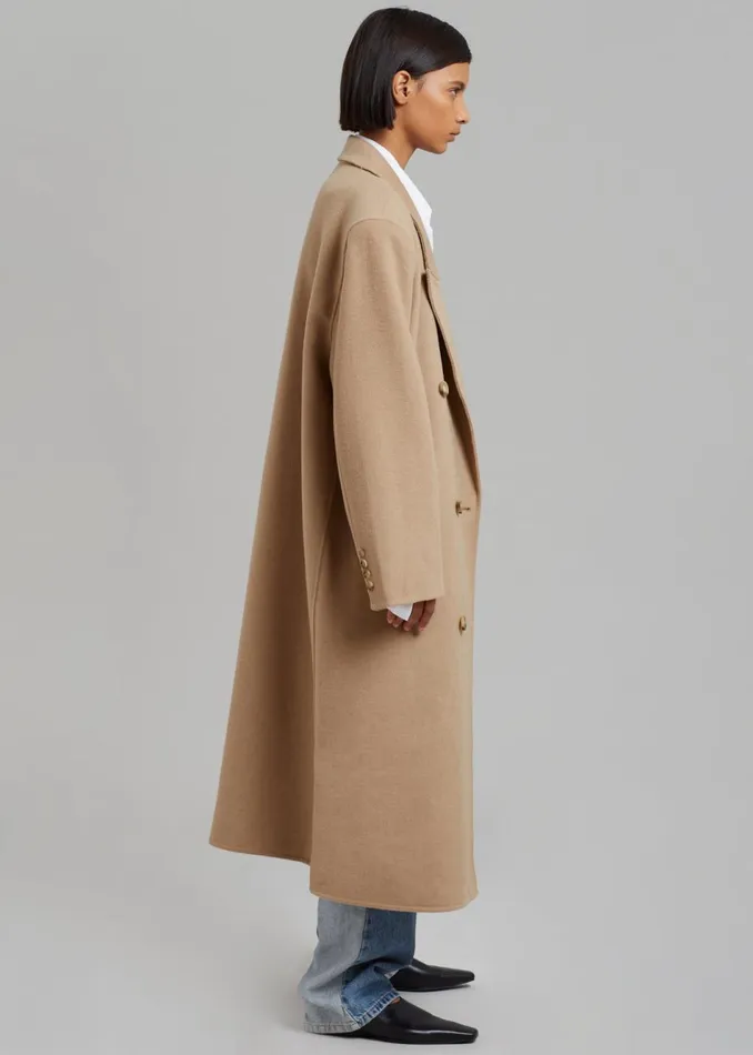 Women The Frankie Shop Outerwear Alexis Padded Shoulder Coat Camel