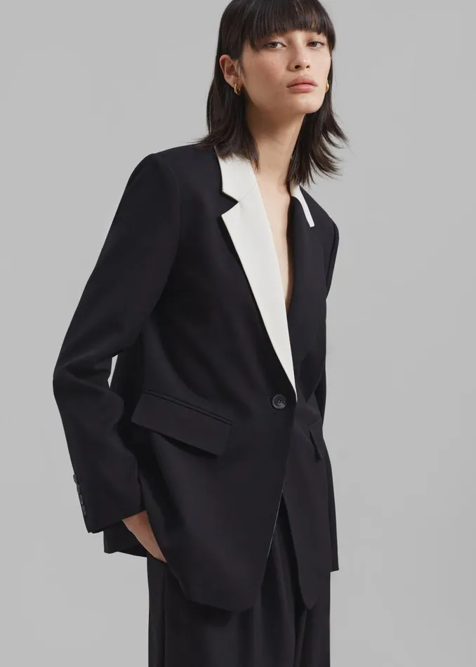 Women The Frankie Shop Outerwear Amos Color Block Blazer Black