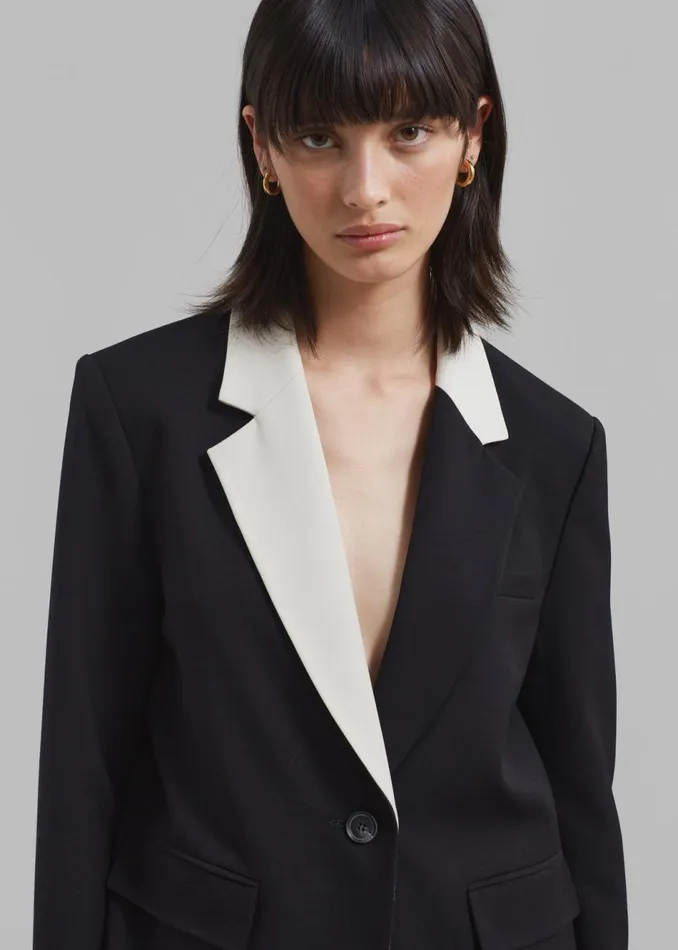 Women The Frankie Shop Outerwear Amos Color Block Blazer Black