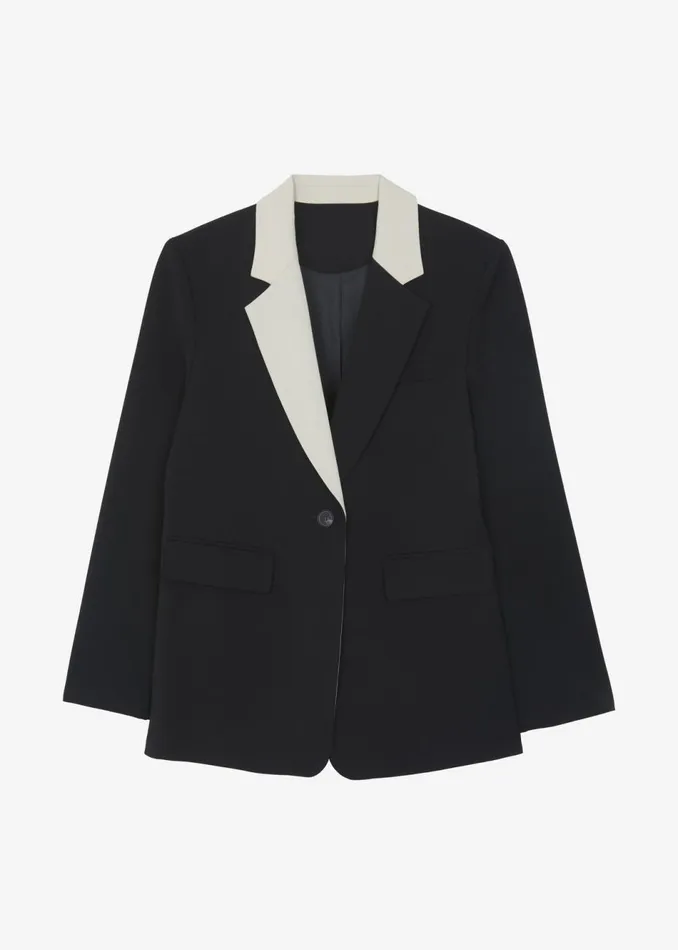 Women The Frankie Shop Outerwear Amos Color Block Blazer Black